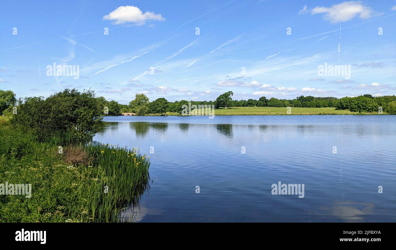The beautiful Tundry Pond near the Basingstoke Canal at Dogmersfield in Hampshire Stock Photo