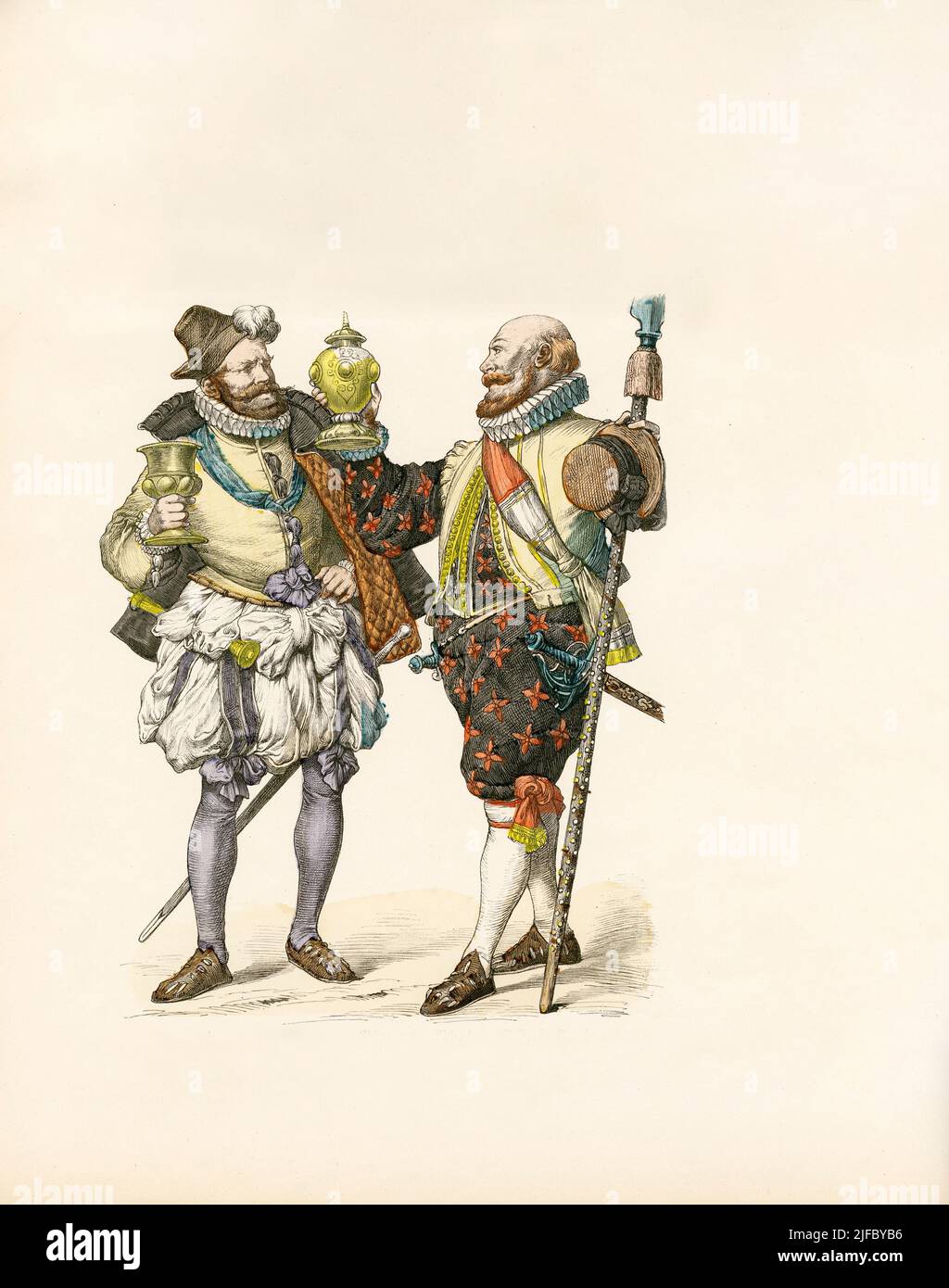 Nobleman (1570), Citizen of Nuremberg In Festive Dress (1588), Germany, Illustration, The History of Costume, Braun & Schneider, Munich, Germany, 1861-1880 Stock Photo