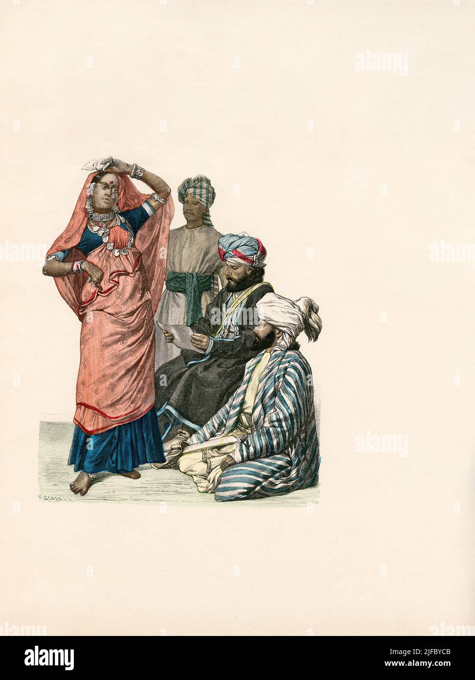 Indian Dancing Girl, Afghans, Afghanistan, late 19th Century, Illustration, The History of Costume, Braun & Schneider, Munich, Germany, 1861-1880 Stock Photo