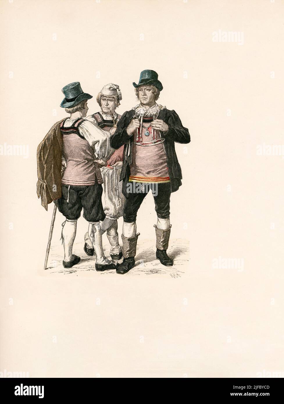 Hauenstein, German Folk Dress (former Grand-duchy of Baden), late 19th Century, Illustration, The History of Costume, Braun & Schneider, Munich, Germany, 1861-1880 Stock Photo