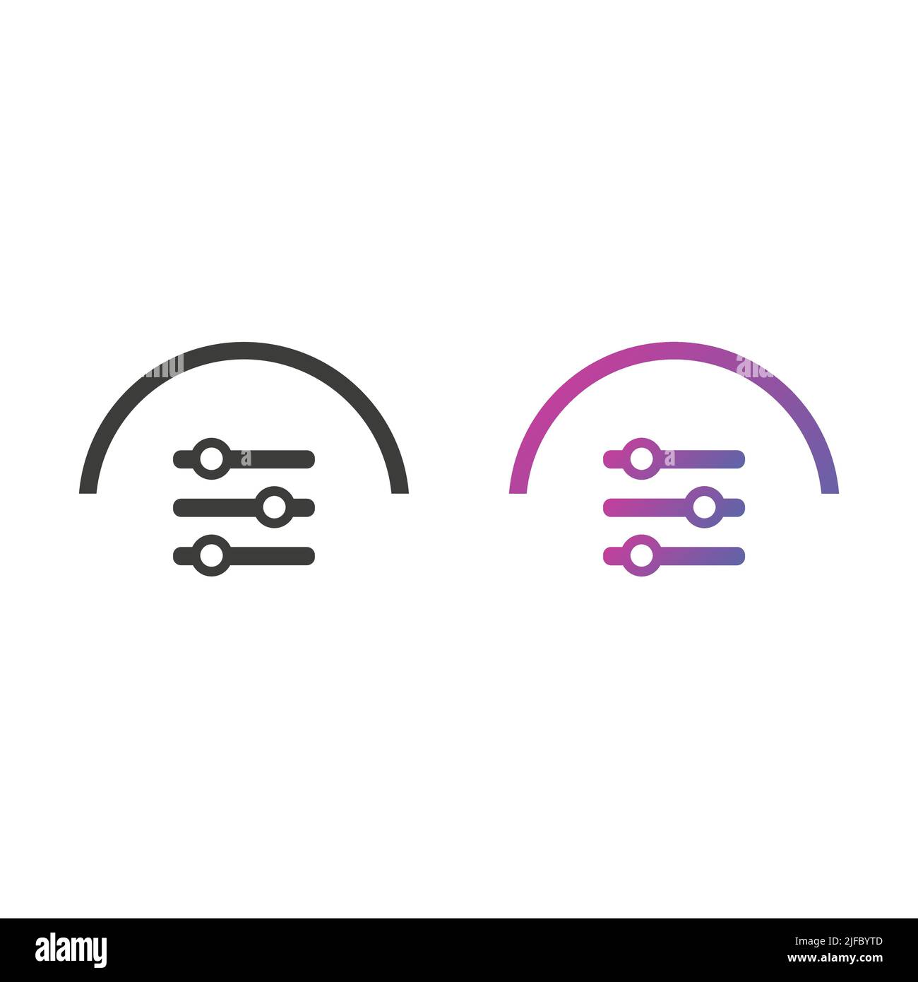 Setting sliders icon button, in solid and gradient color Stock Vector