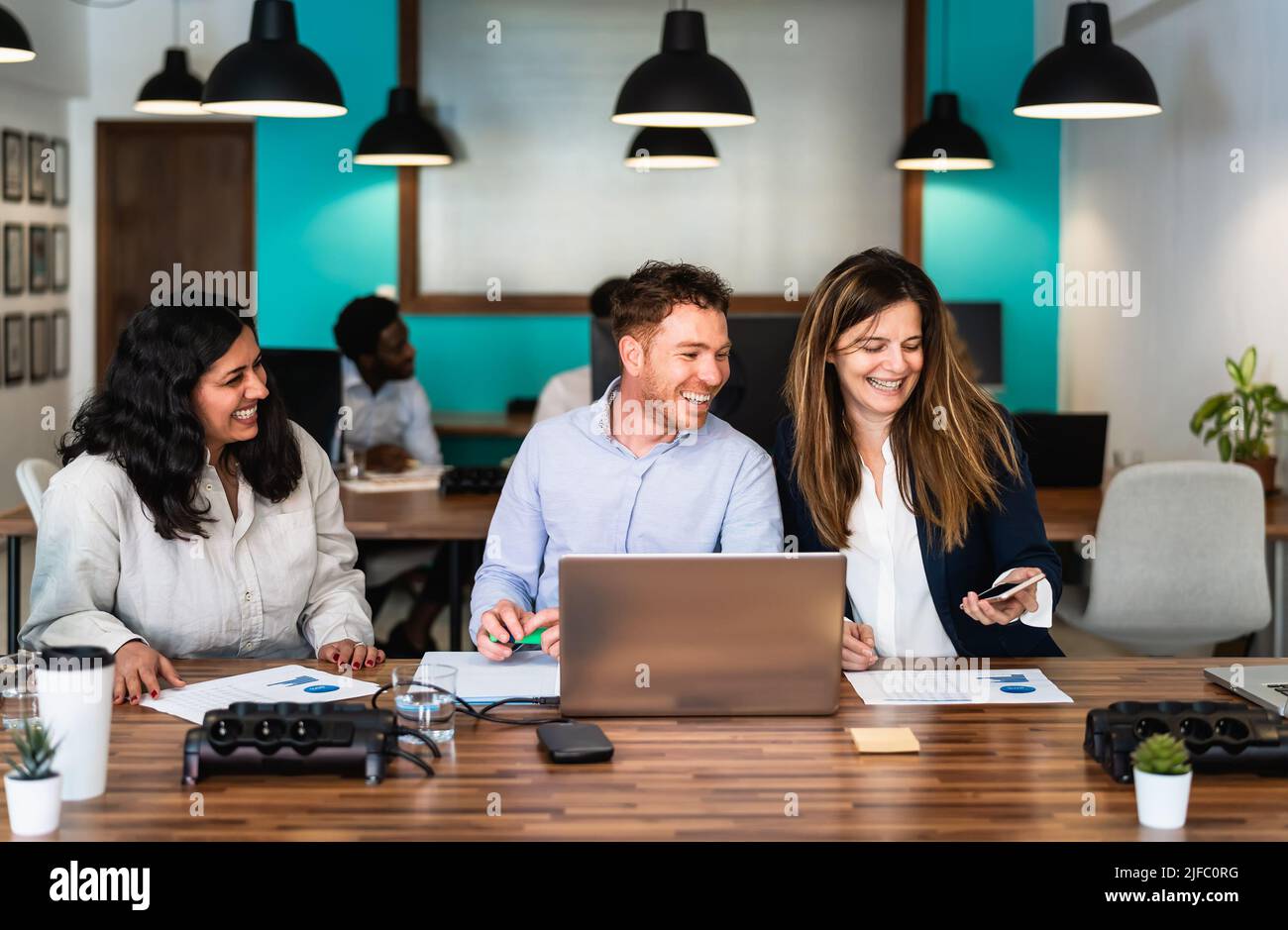 Business team in co-working creative space Stock Photo