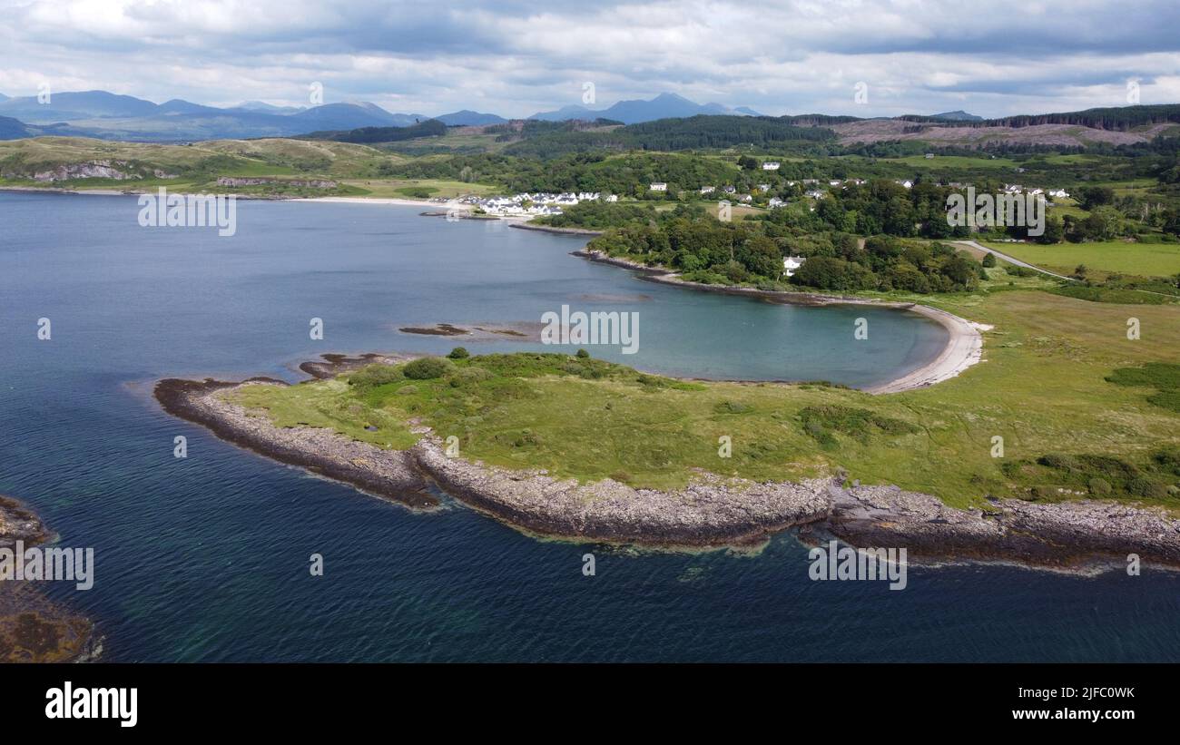 Aerial view of the coast near Ganavan Beach, Argyll & Bute, Scotland, UK Stock Photo