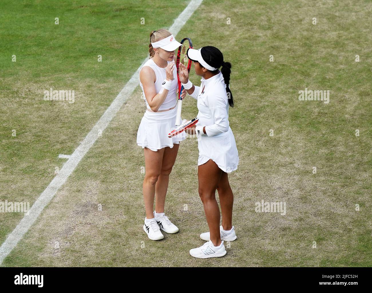 Harriet Dart and Heather Watson in their ladies doubles match against