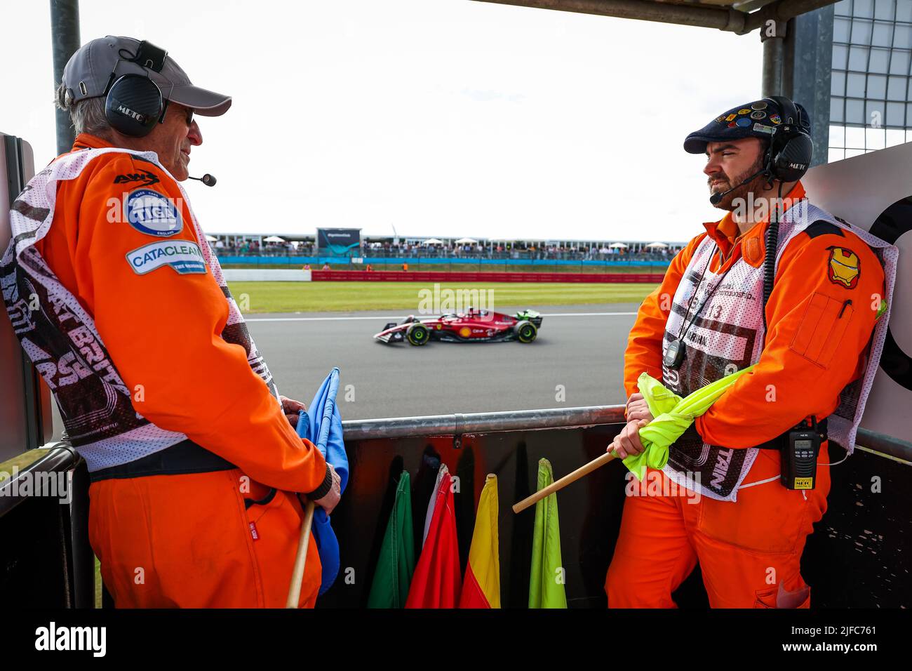 Silverstone, UK. 01st July, 2022. Marshals watching the cars during the Formula 1 Lenovo British