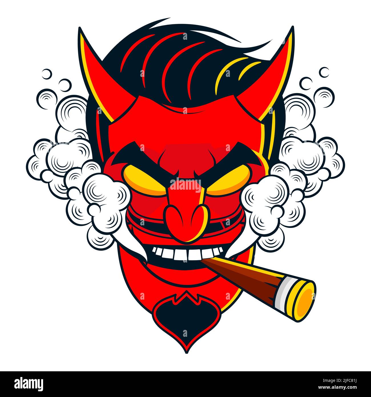 Rockabilly Devil tattoo vector illustration in full color Stock Vector