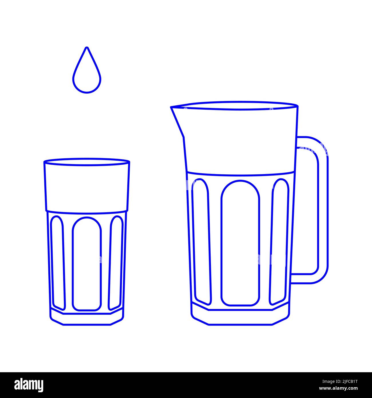 Water jug and glass line icon. Vector illustration Stock Vector Image ...