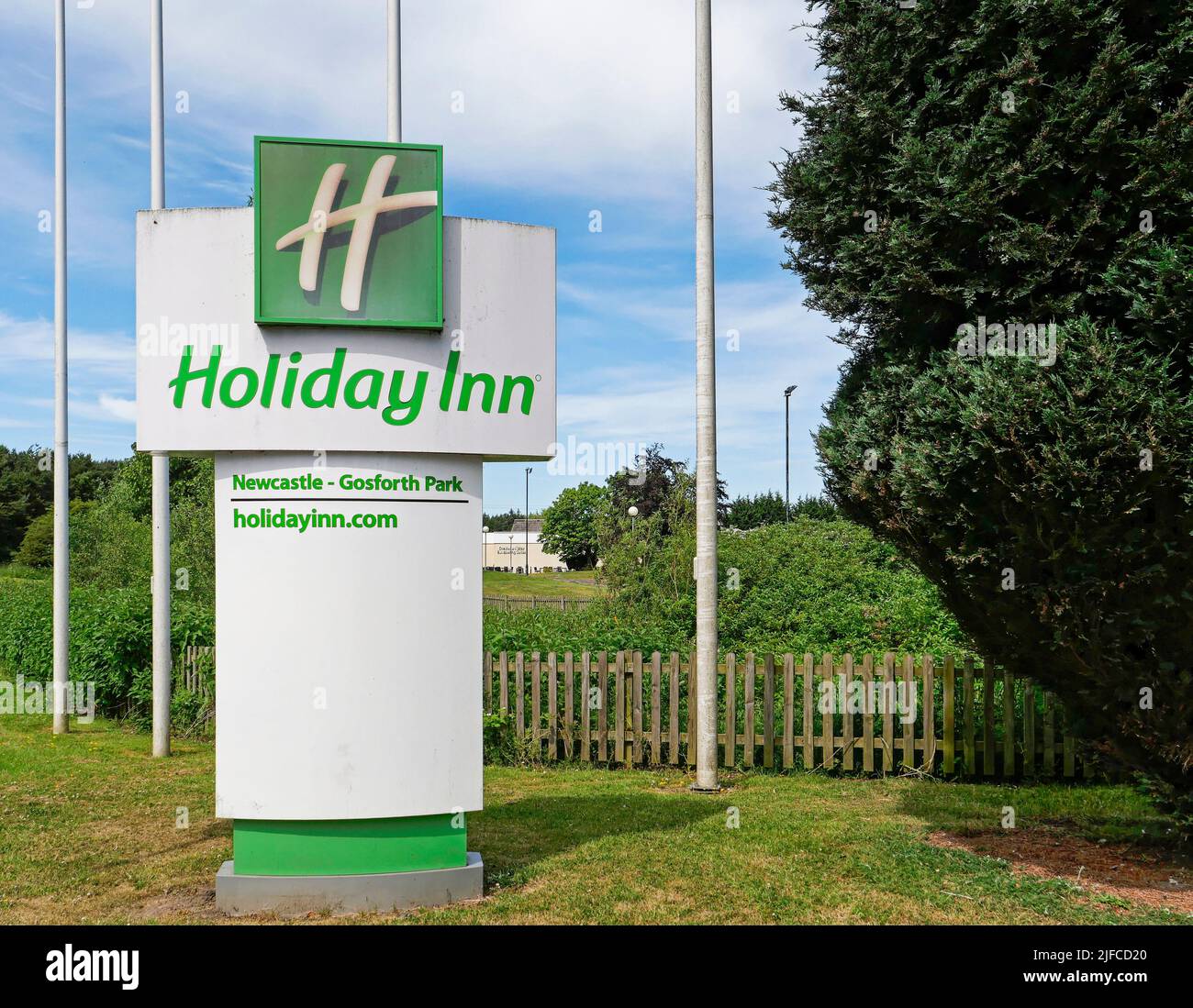 Holiday Inn sign outside the hotel at Seaton Burn, UK Stock Photo