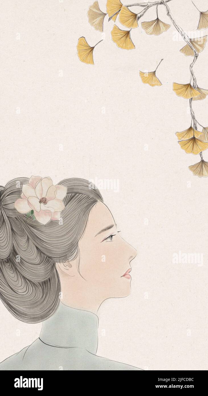 An illustration of an Asian female in ancient style Stock Photo