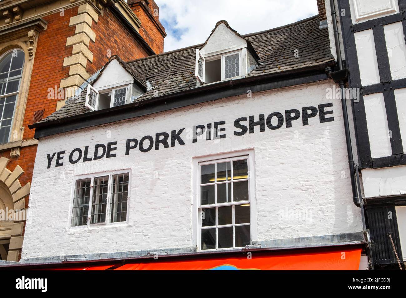 Melton Mowbray, UK - June 11th 2022: Ye Olde Pork Pie Shoppe in Melton Mowbray, Leicestershire, UK. The town is famous for producing the Melton Mowbra Stock Photo