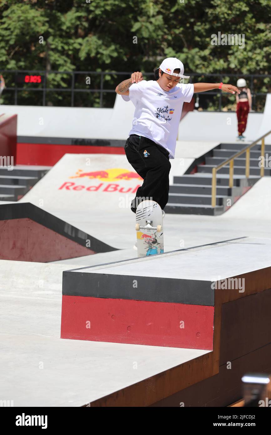 Rome, Italy. 01st July, 2022. At Parco del Colle Oppio in Rome, the World Championship of skateboarding. In this picture (Photo by Paolo Pizzi/Pacific Press) Credit: Pacific Press Media Production Corp./Alamy Live News Stock Photo