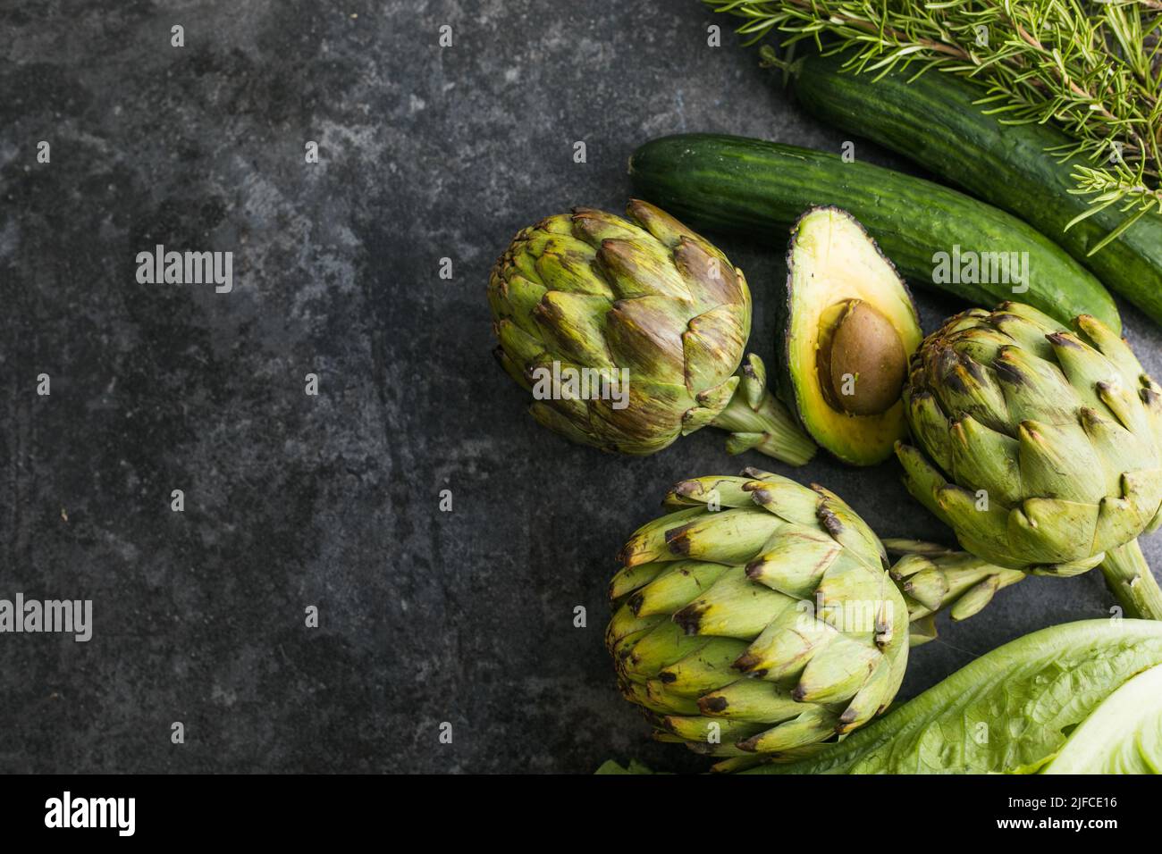 High fibre fresh green vegetables. Healthy vegan diet food high in antioxidants, smart carbs