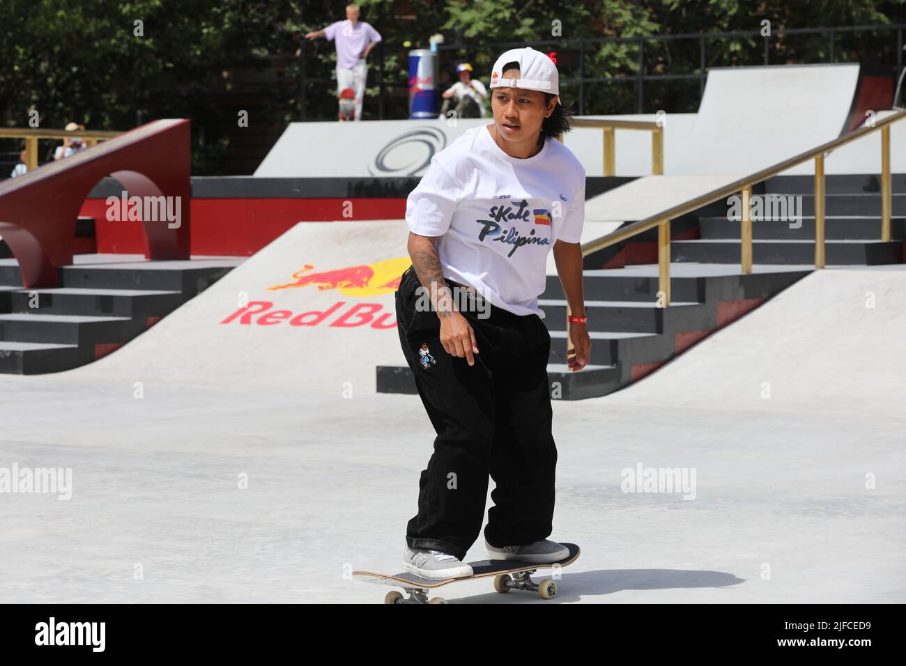 Rome, Lazio, Italy. 1st July, 2022. At Parco del Colle Oppio in Rome, the World Championship of skateboarding.In this picture Margielyn Didal (Credit Image: © Paolo Pizzi/Pacific Press via ZUMA Press Wire) Credit: ZUMA Press, Inc./Alamy Live News Stock Photo