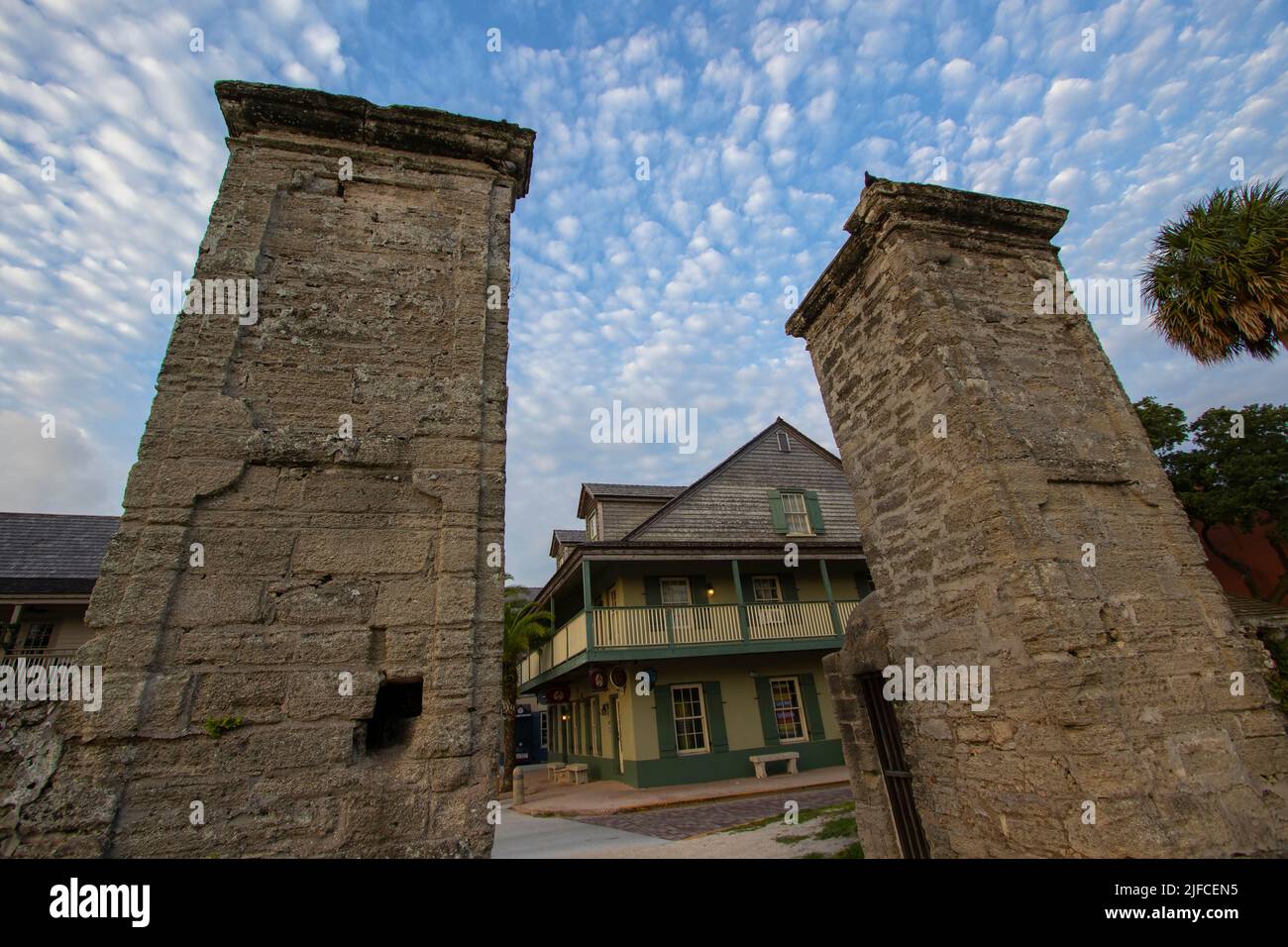 The historic City Gate of St. Augustine, Florida erected in 1808 Stock Photo
