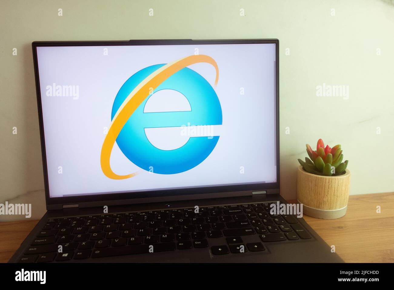 KONSKIE, POLAND - June 30, 2022: Internet Explorer logo displayed on laptop computer screen Stock Photo