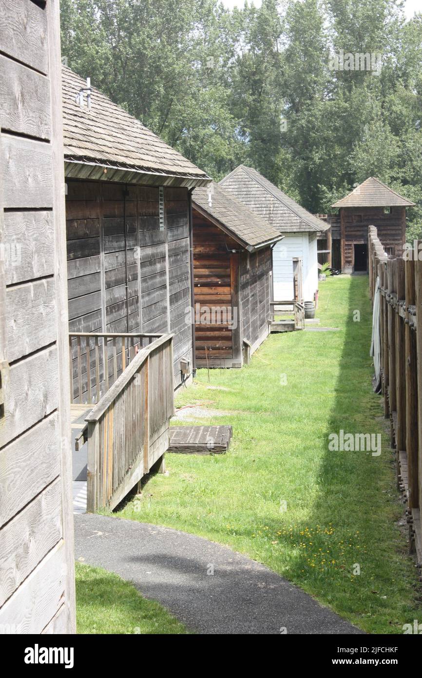The wooden walls of Fort Langley, BC, Canada Stock Photo