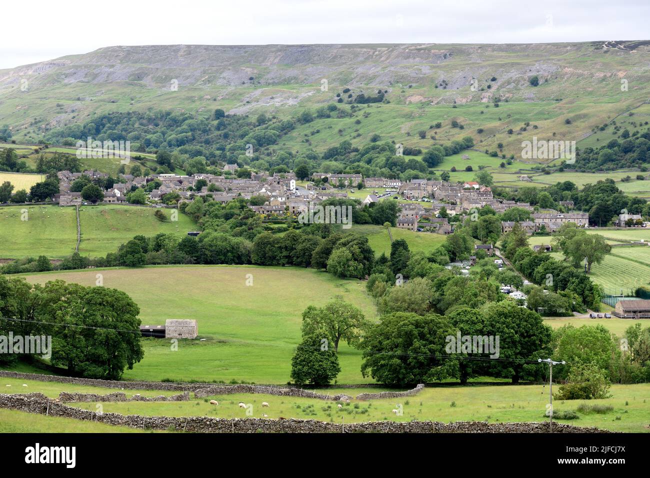The village of Reeth seen from above. Stock Photo