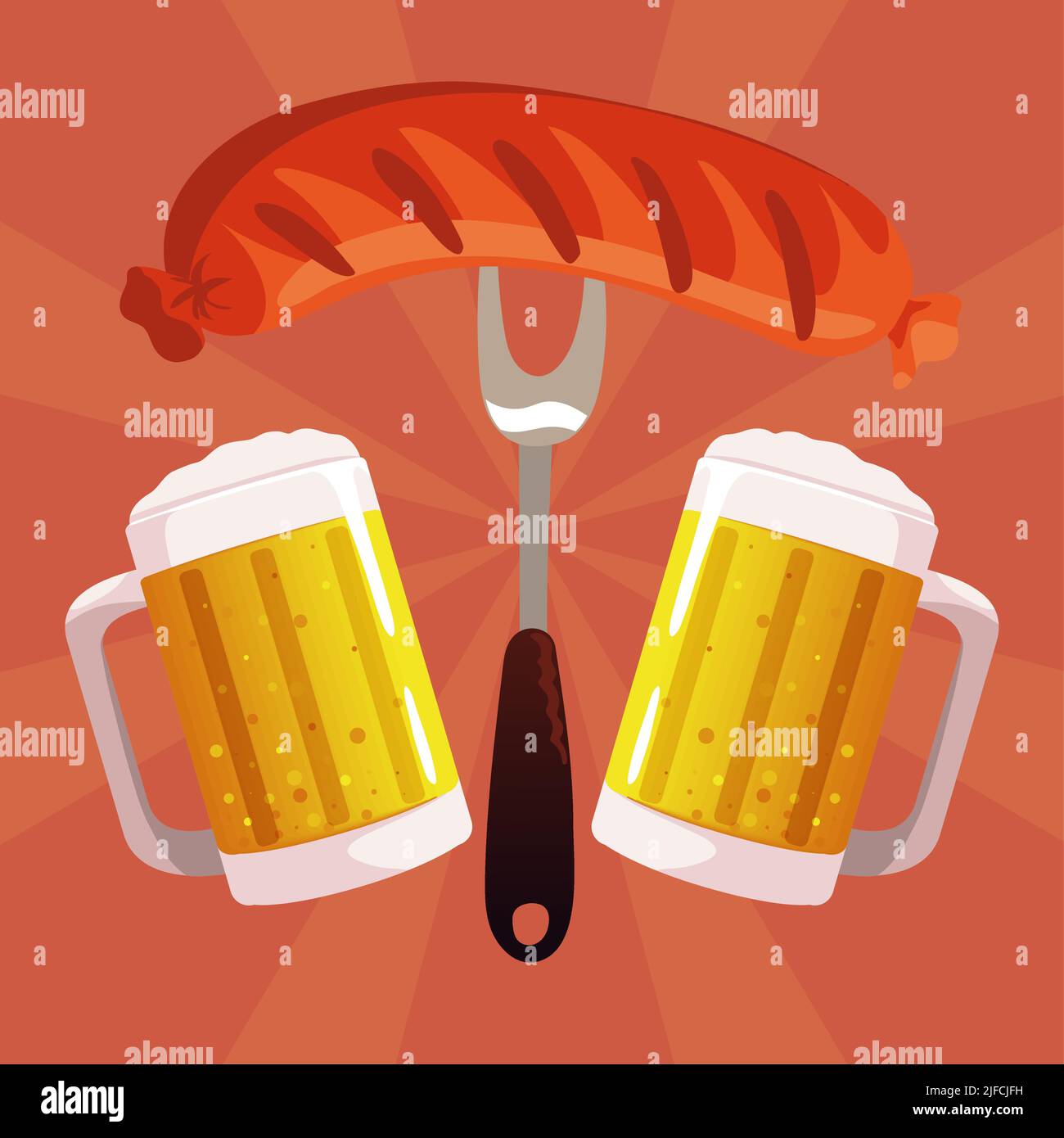 oktoberfest sausage and beers Stock Vector Image & Art - Alamy