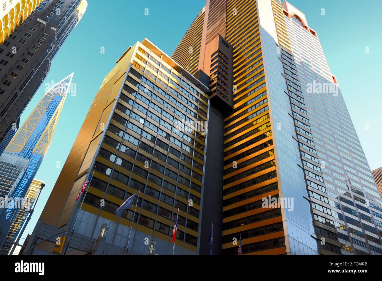 A low angle shot of buildings in New York Stock Photo