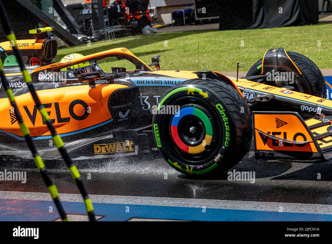 Silverstone, UK, 01st Jul 2022, Lando Norris, from the UK competes for McLaren F1 . Practice, round 10 of the 2022 Formula 1 championship. Credit: Michael Potts/Alamy Live News Stock Photo