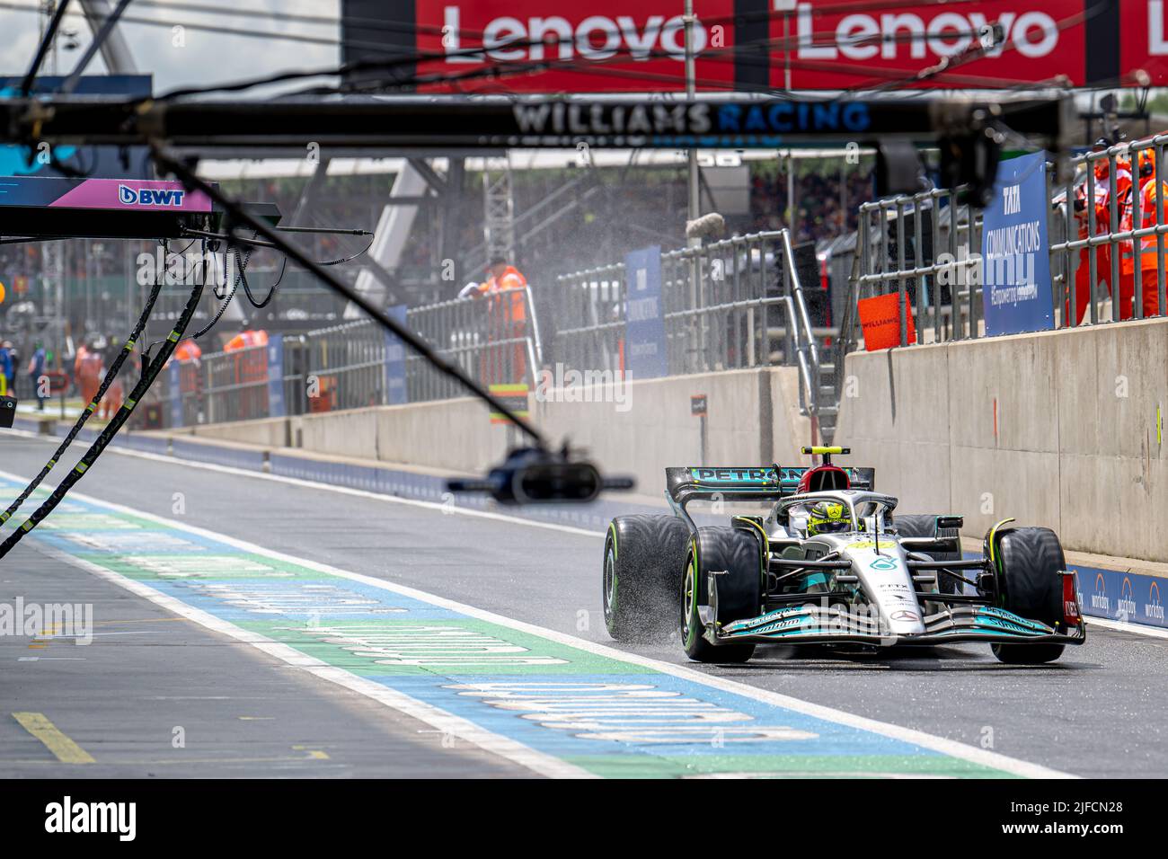 Silverstone, UK, 01st Jul 2022, Lewis Hamilton, from the UK competes for Mercedes AMG . Practice, round 10 of the 2022 Formula 1 championship. Credit: Michael Potts/Alamy Live News Stock Photo