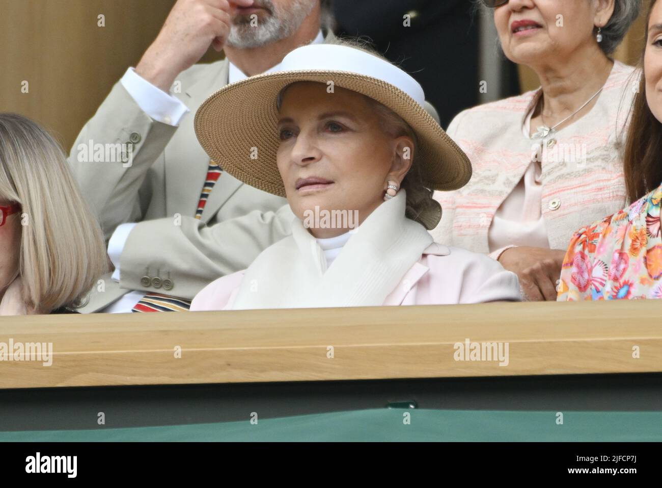 01 July 2022. London, United Kingdom.  Princess Michael of Kent watches centre court tennis from the Royal Box on day 5 of the Wimbledon Tennis Championships held at the All England Lawn Tennis and Croquet Club. Photo by Ray Tang. Stock Photo