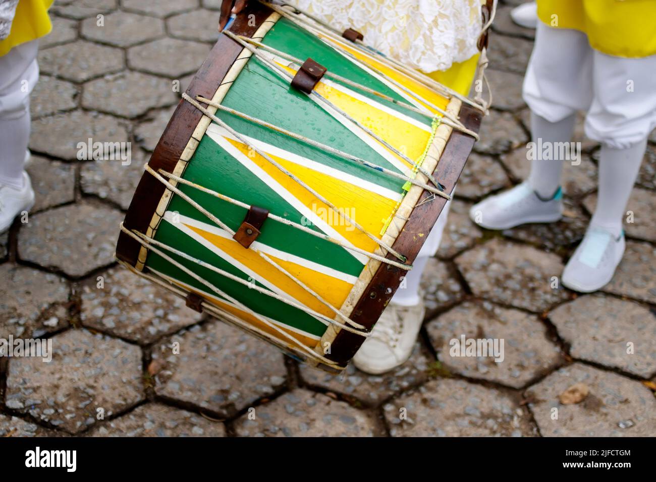 detail of percussive instruments characteristic of the rosary festival Stock Photo
