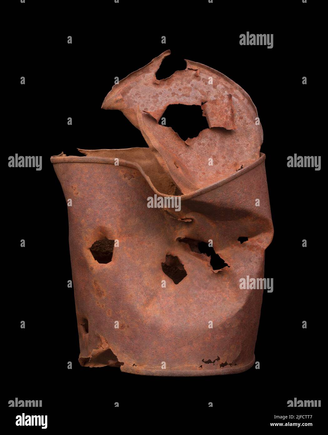Rusty can with bullet holes Stock Photo