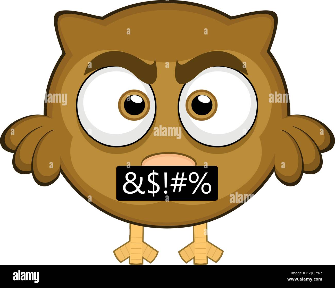 Vector illustration of a cartoon owl with an angry and insulting expression Stock Vector