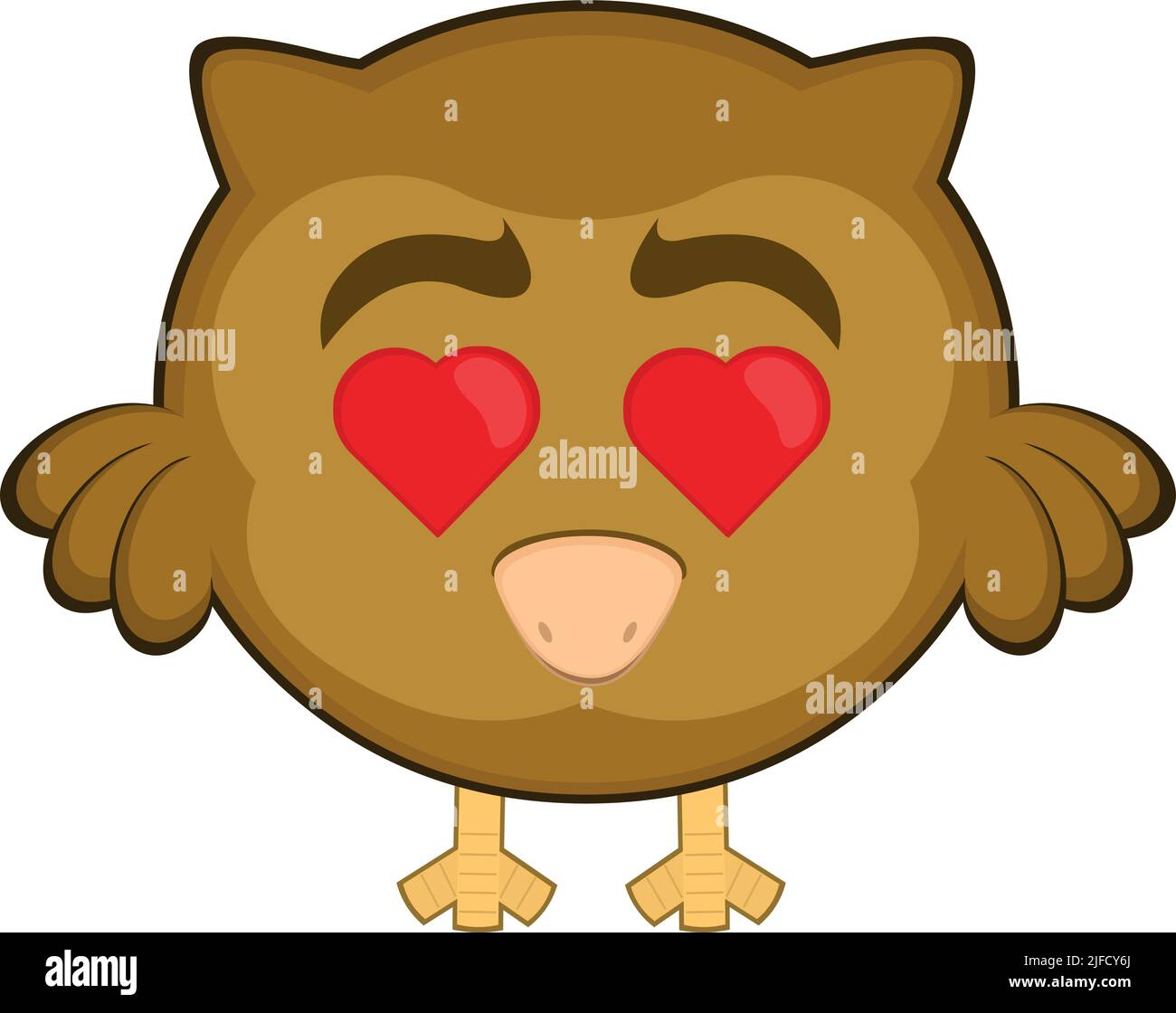 Vector illustration of a cartoon owl in love and with eyes in the form ...