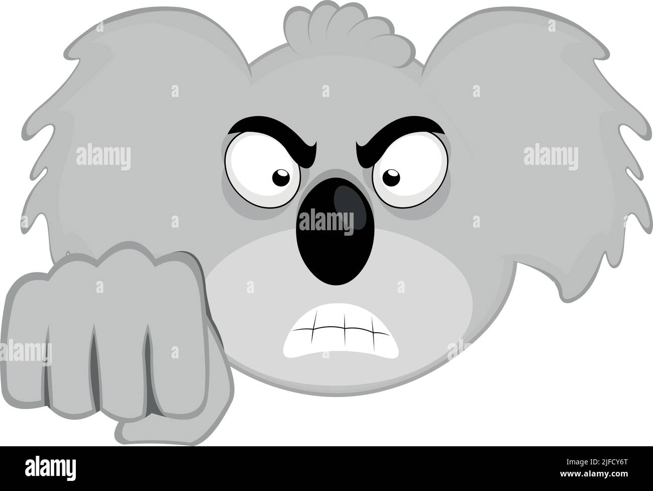 Vector illustration of the face of a koala cartoon with an angry expression and giving a fist bump Stock Vector