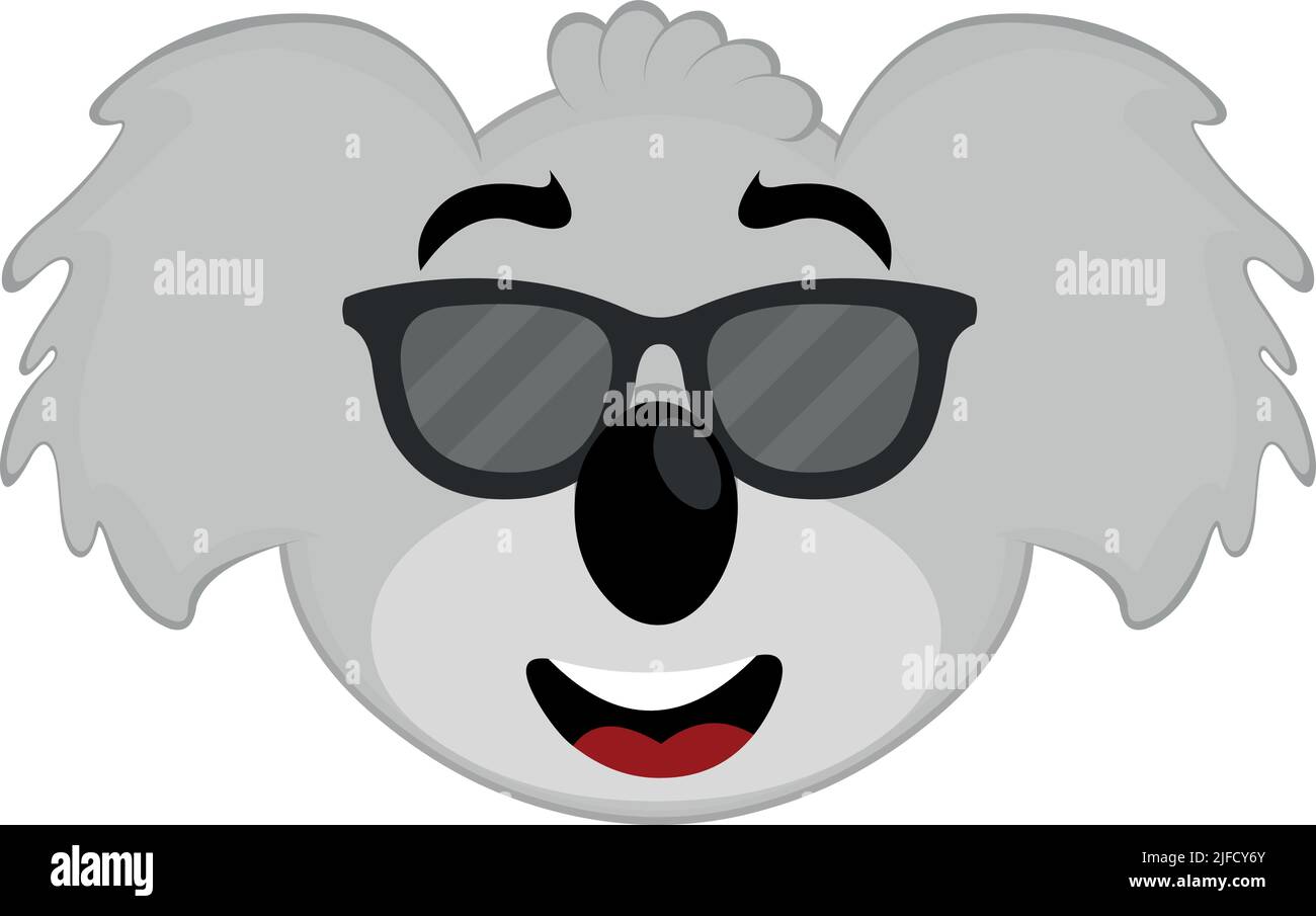 Vector illustration of the face of a koala cartoon with sunglasses
