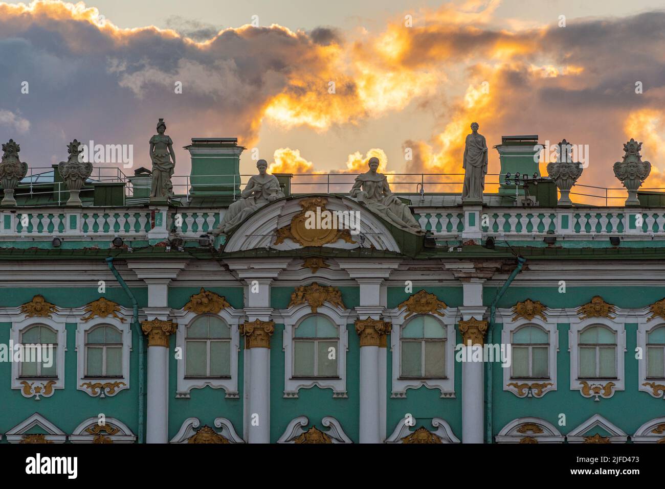 The Hermitage (Winter Palace) during the White Nights time. A museum and tourist attraction in Saint Petersburg, Russia Stock Photo