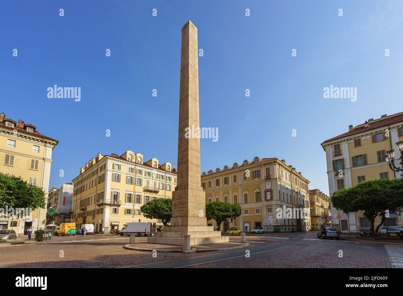 Turin, Italy. June 16, 2022. Obelisk to the Leggi Siccardi approved in the city in 1850 Stock Photo