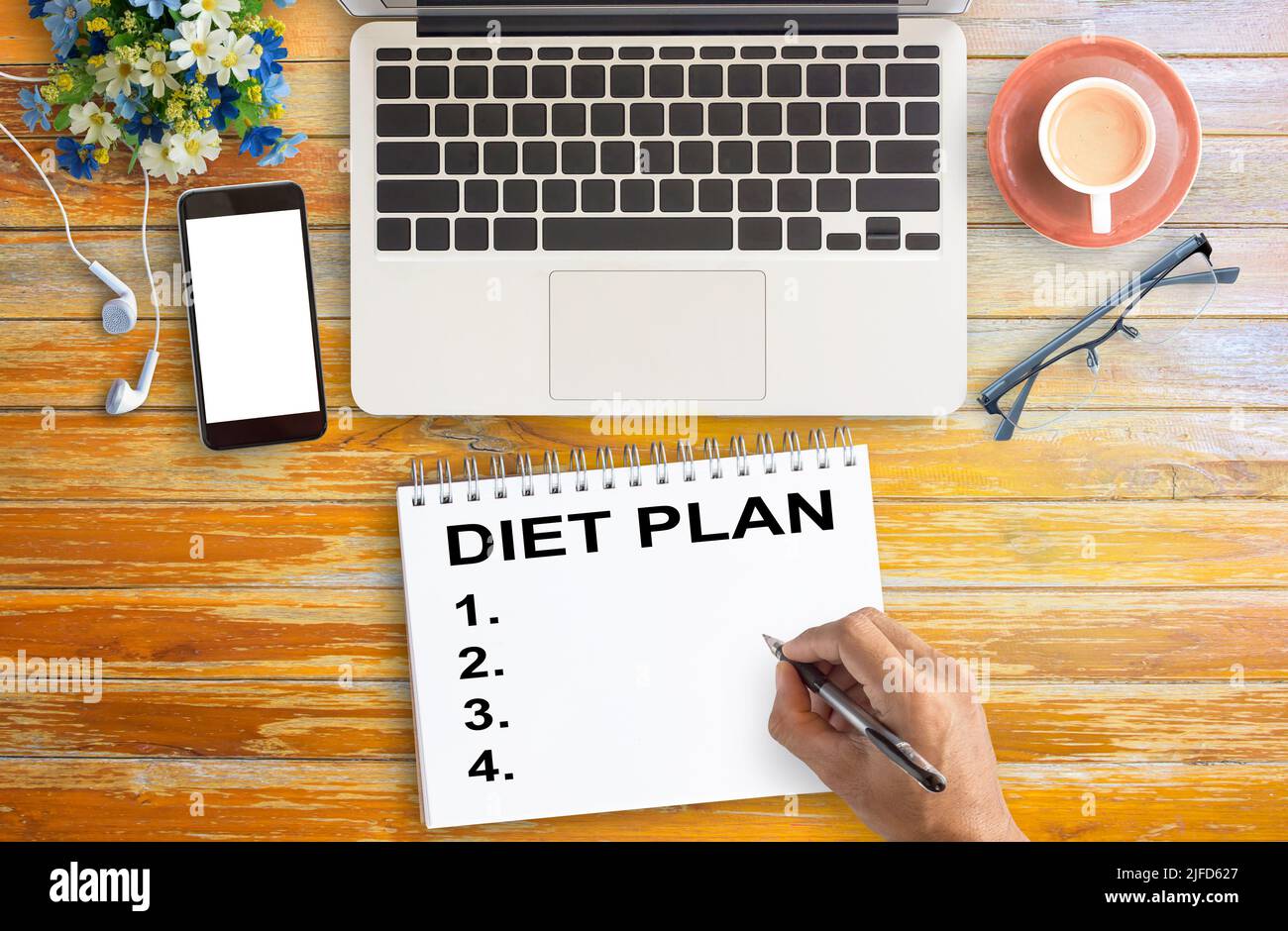 Picture of Flat lay, DIET PLAN healthy eating, dieting, slimming and weigh loss ...