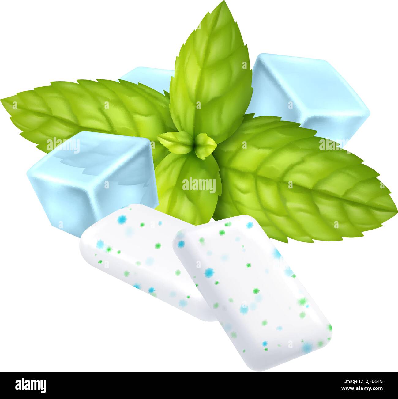 Realistic ice peppermint chewing gum pads on white background vector illustration Stock Vector