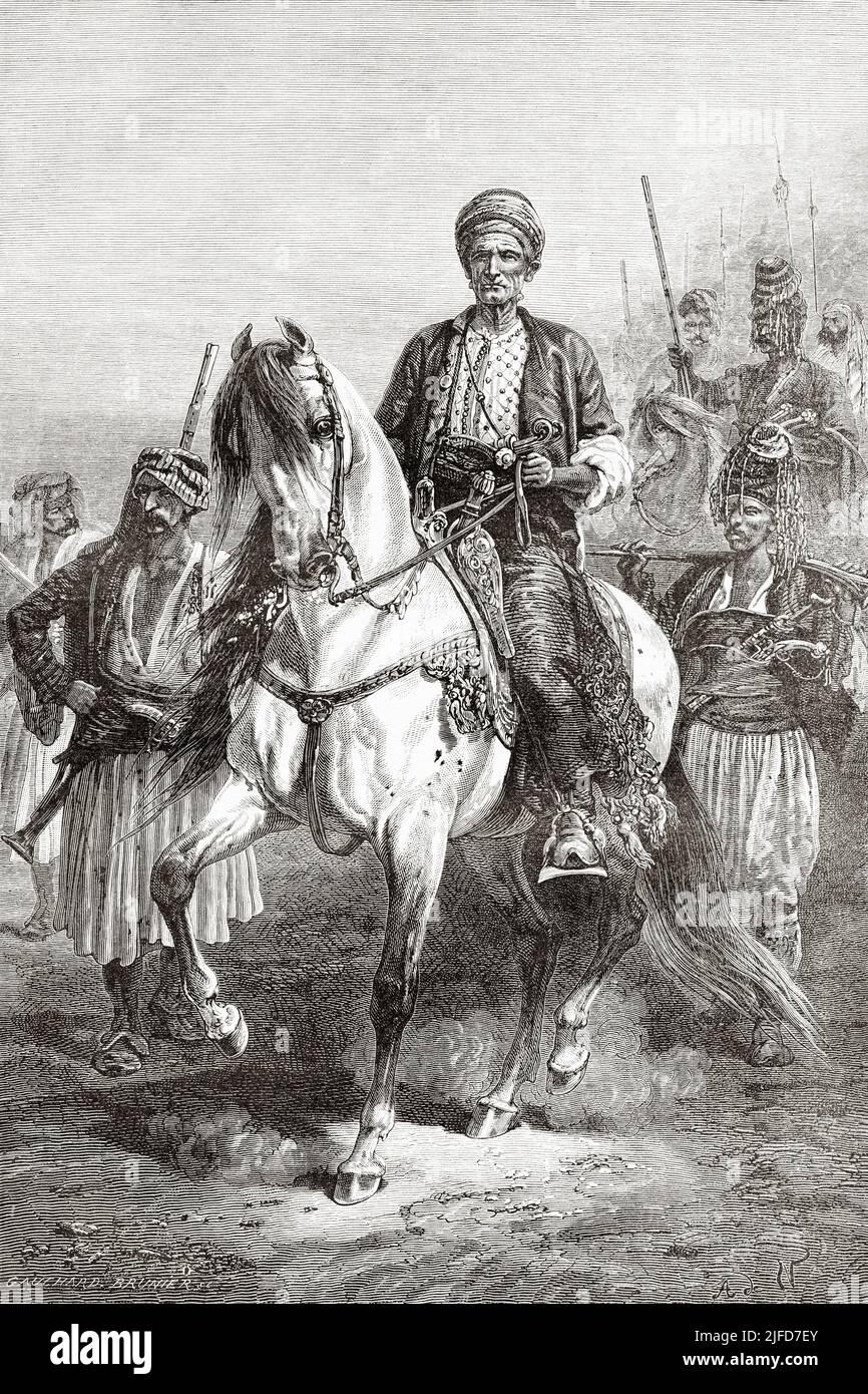 Kurdish Princess Kara Fatma, Iraq. Journey to Babylon by Guillaume Lejean 1866 from Le Tour du Monde 1867 Stock Photo