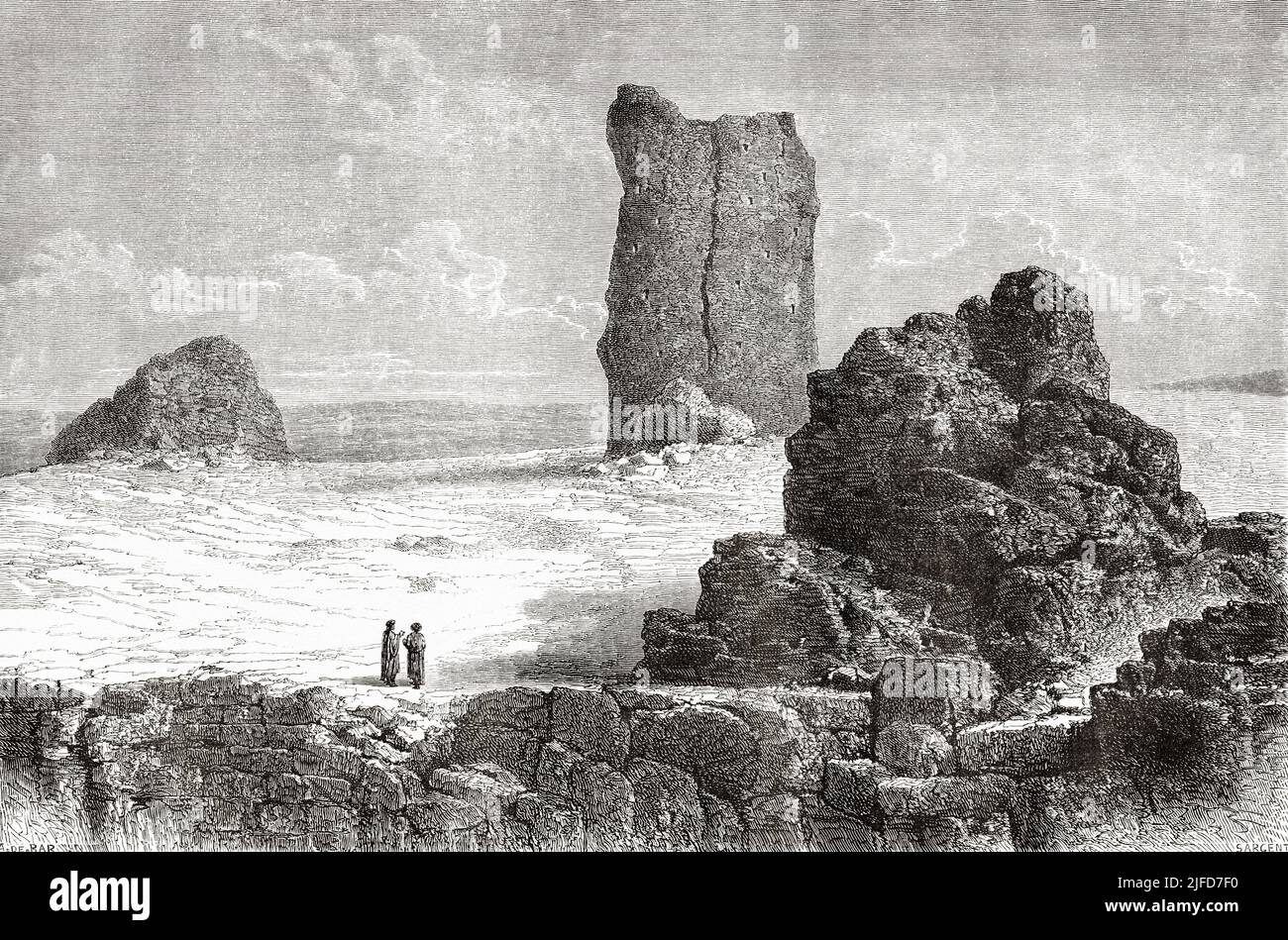 Tower of Babel, Iraq. Journey to Babylon by Guillaume Lejean 1866 from Le Tour du Monde 1867 Stock Photo