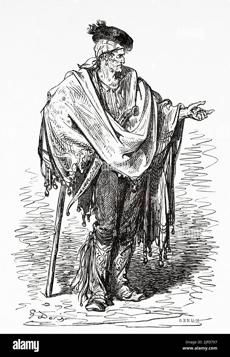Farmer from near Cordoba, Andalusia, Spain. Europe. Travels in Spain by Gustave Dore and Jean Charles Davillier from Le Tour du Monde 1867 Stock Photo