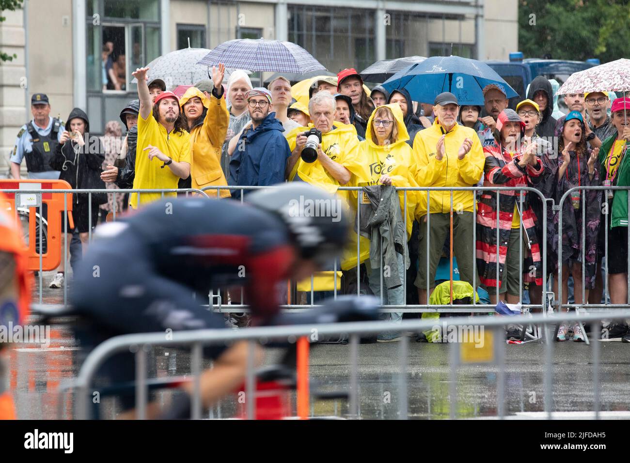 First stage of tour de France 2022 in Copenhagen- Denmark. the 1st July 2022. Mood in the streets of the city during the competition Stock Photo