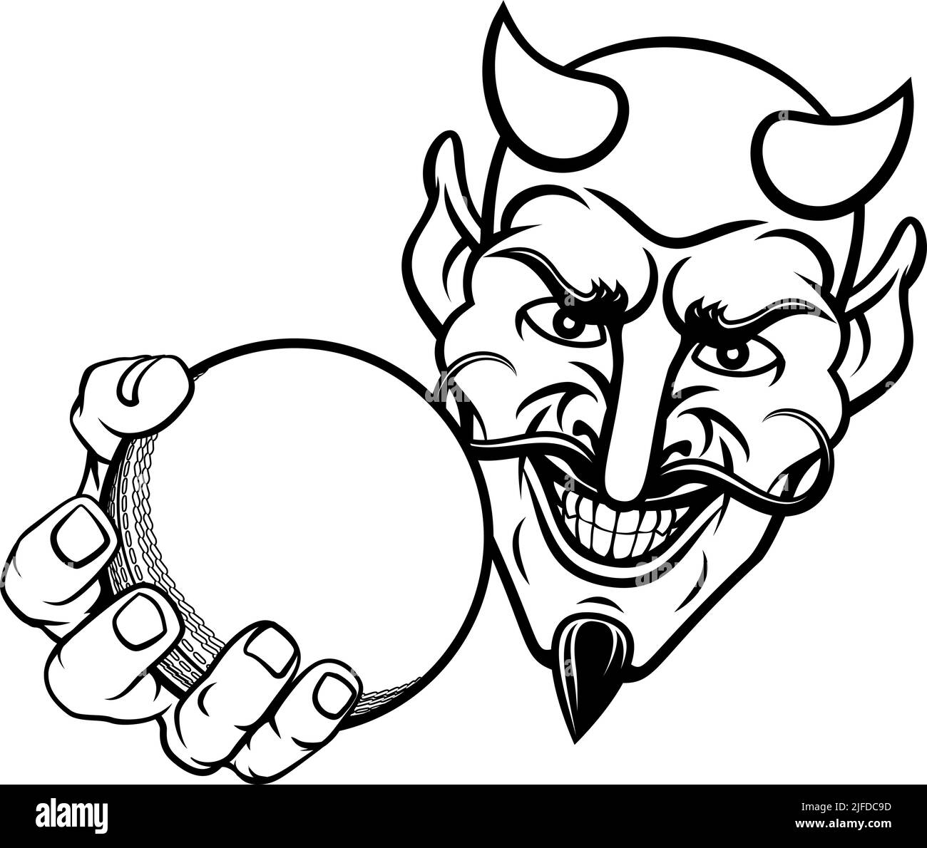 Devil Satan Cricket Sports Mascot Cartoon Stock Vector