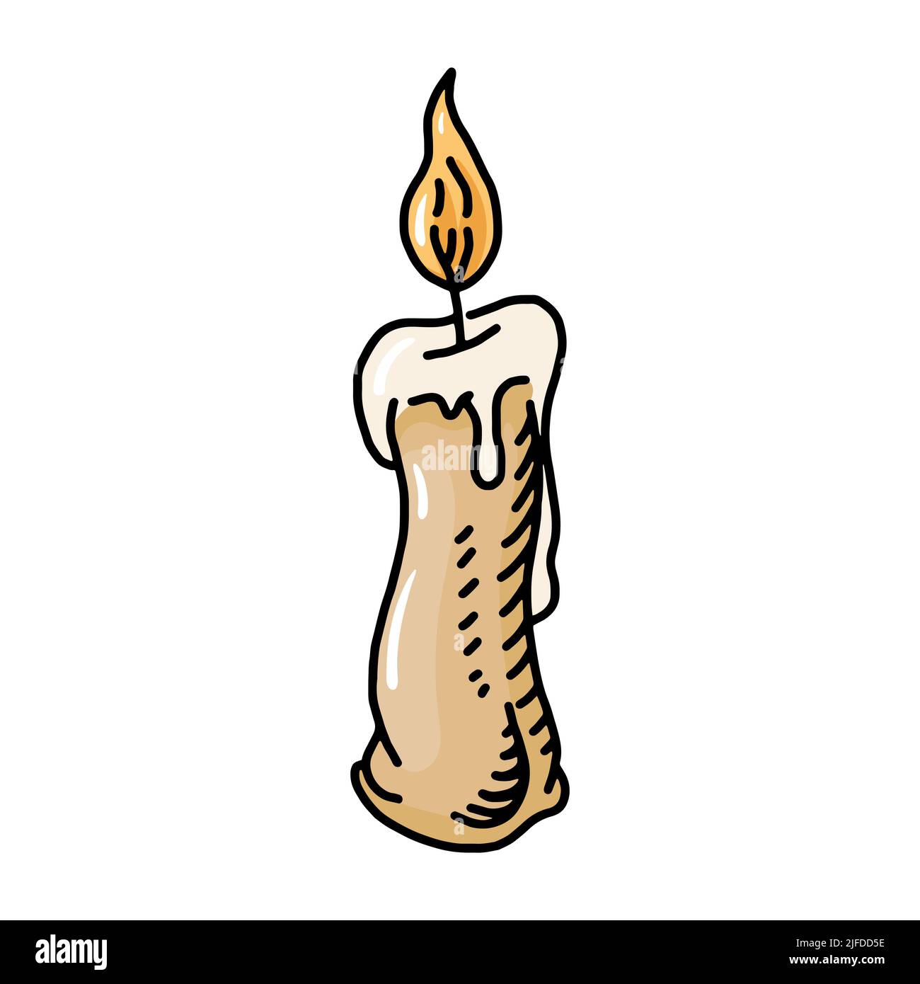 Vector sketch burning candle. Hand drawn icon. Isolate on a white