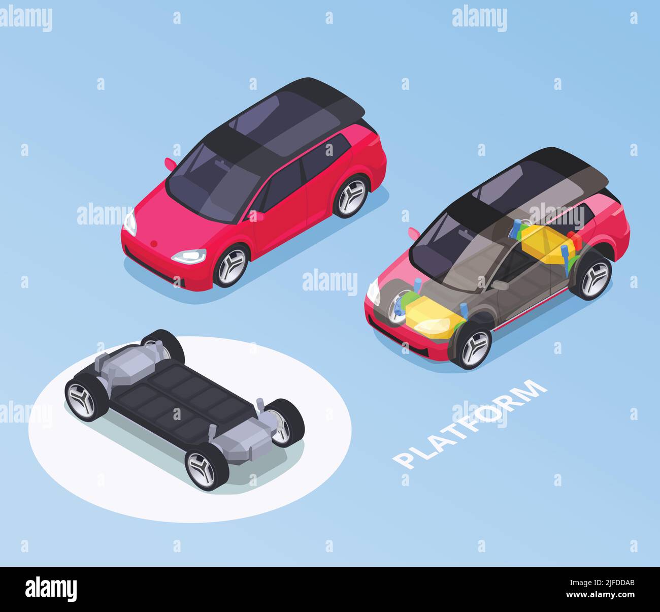 Car designer profession isometric set with platform symbols isolated ...