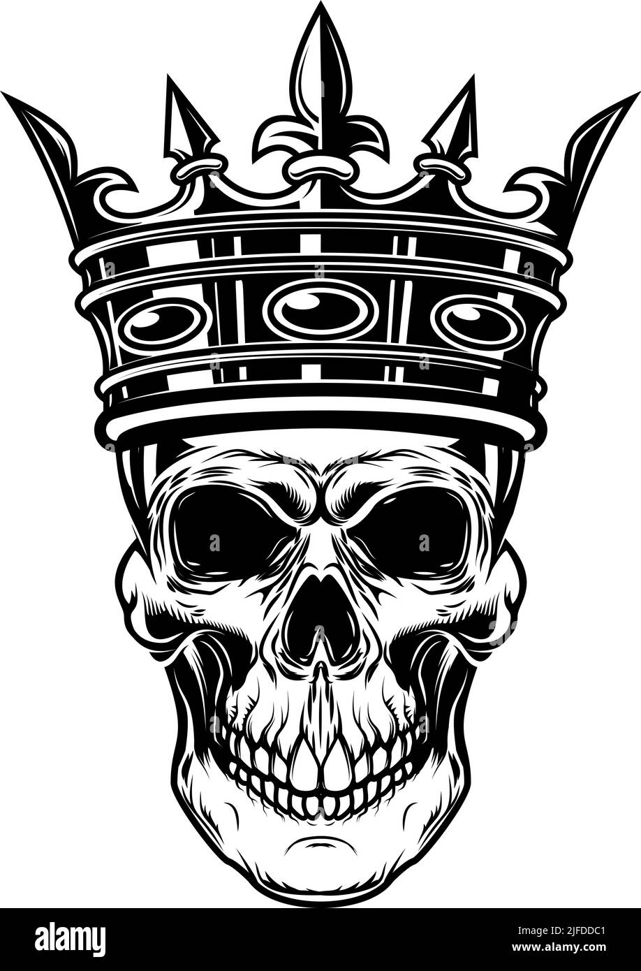 Skull with king crown. Design element for logo, label, sign, emblem ...