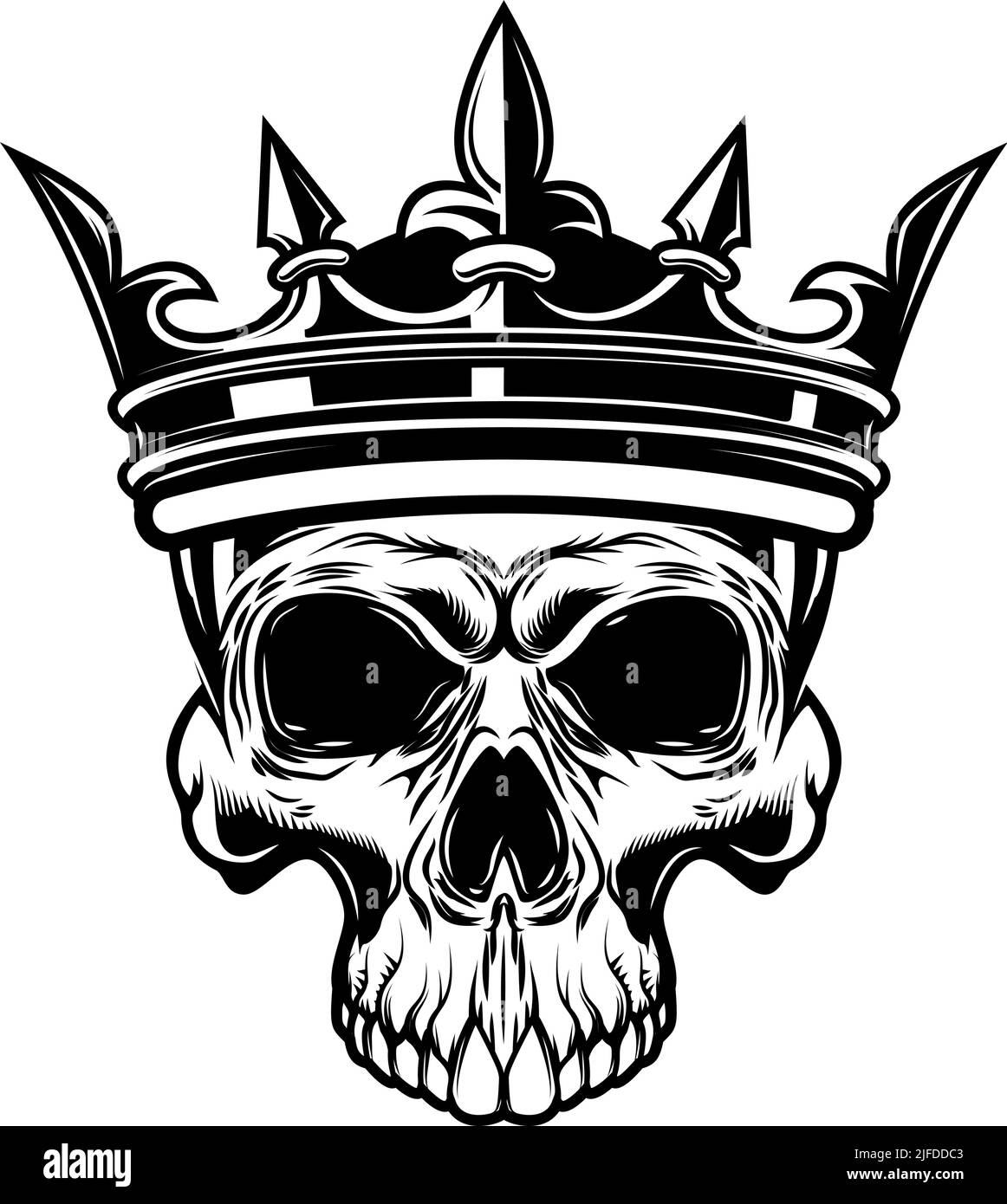 Skull with king crown. Design element for logo, label, sign, emblem. Vector illustration, Skull with king crown. Design element for logo, label, sign, Stock Vector