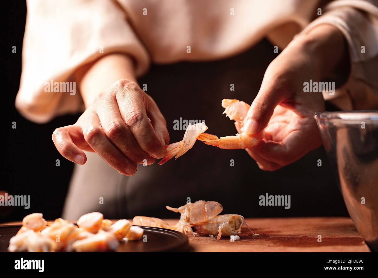 Chinese traditional cuisine three fresh dumplings filling preparation ...