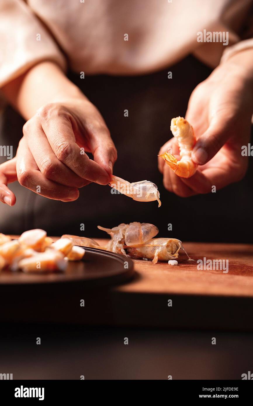 Chinese traditional cuisine three fresh dumplings filling preparation ...