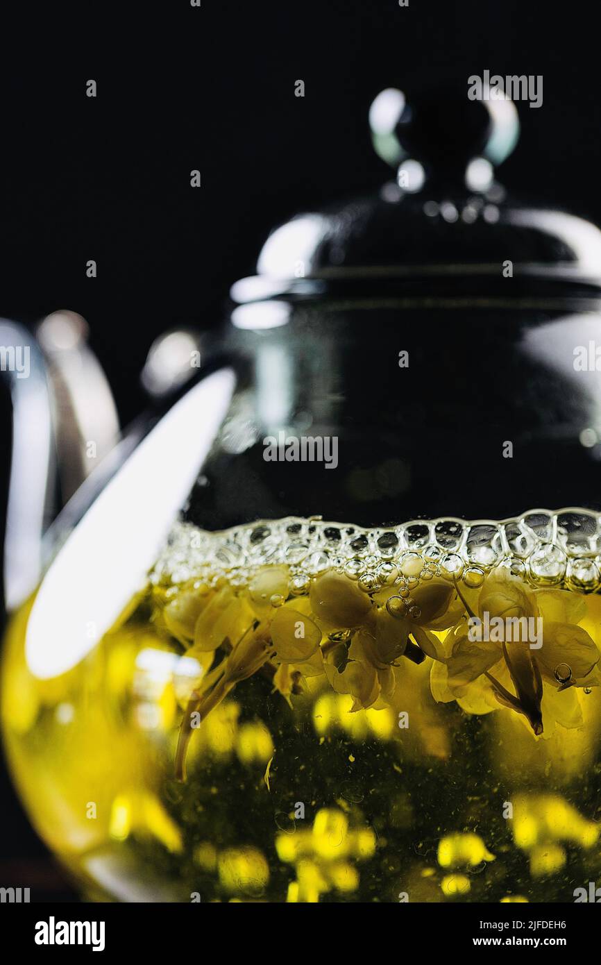 Boiled pure jasmine tea, a traditional Chinese beverage stock photo