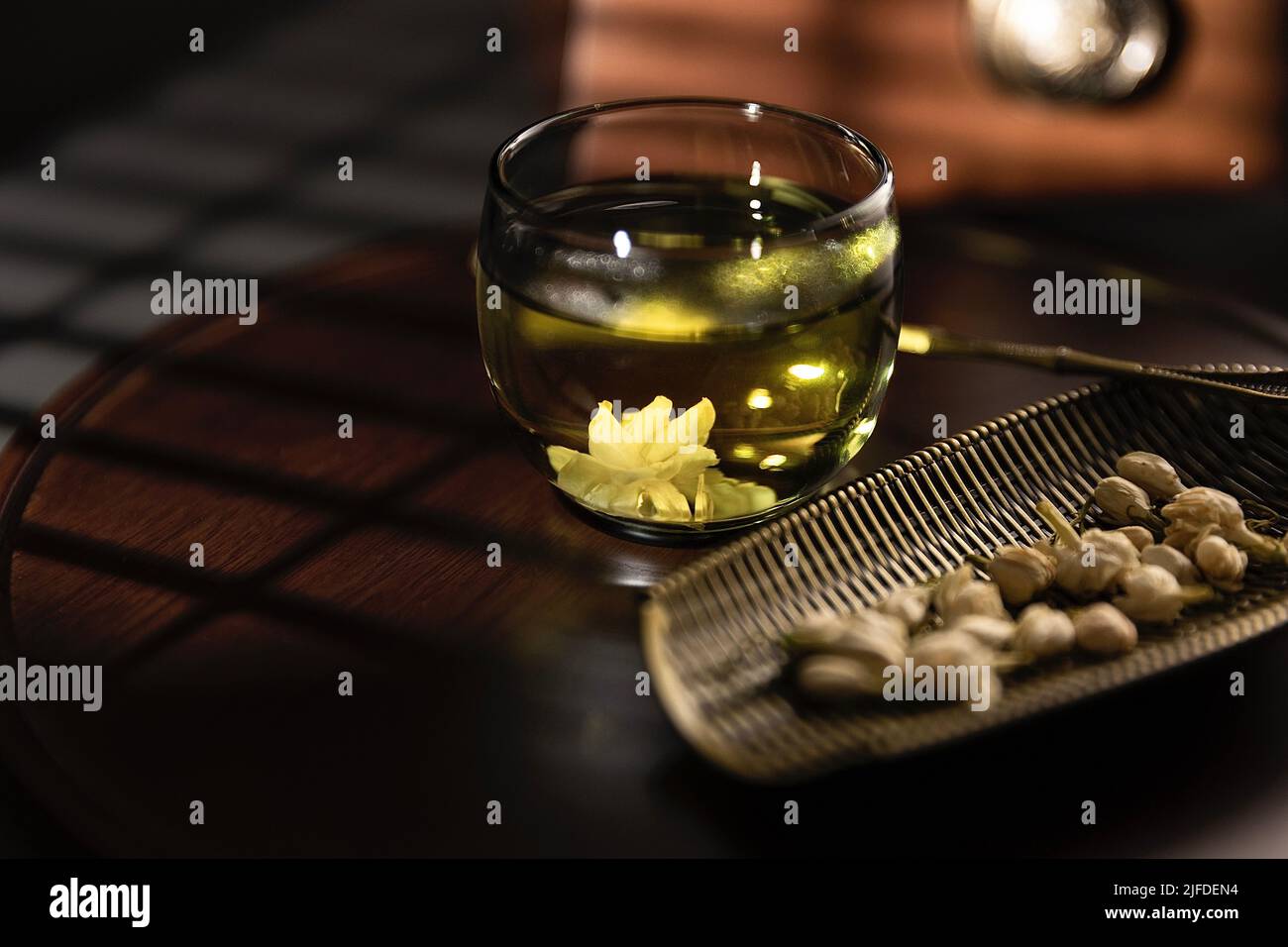 Steeped pure jasmine and dried tea, a traditional Chinese beverage - stock photo Stock Photo
