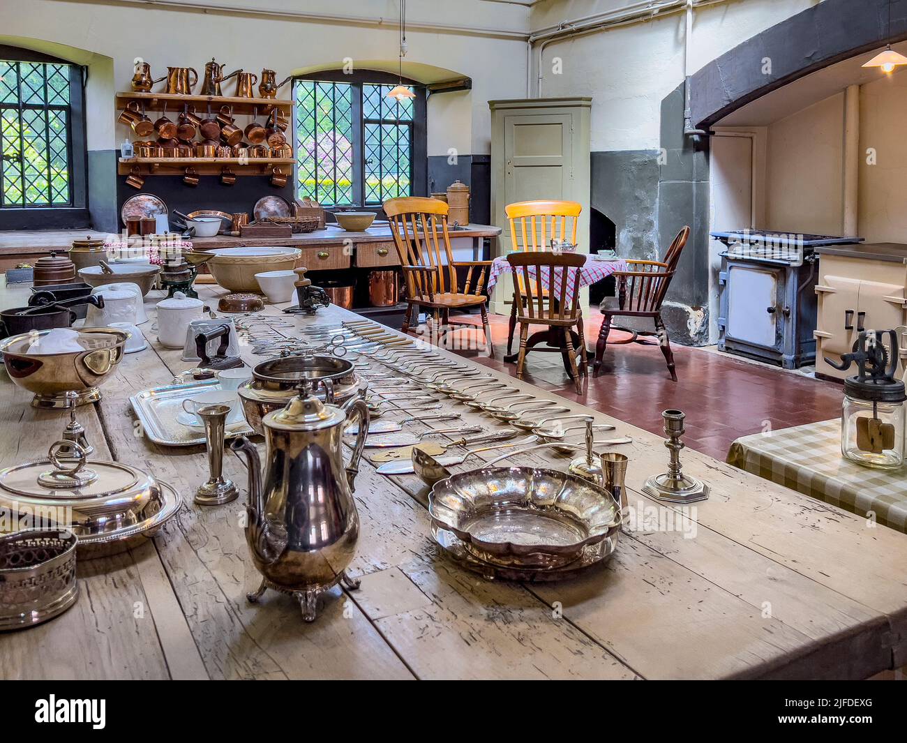 The Kitchens at Dunham Massey Hall, a stately home in Greater Manchester, near Altrincham in northwest England. Stock Photo